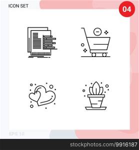 4 Creative Icons Modern Signs and Symbols of chart, hearts, reports, commerce, shape Editable Vector Design Elements