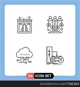 4 Creative Icons Modern Signs and Symbols of chat, data, service, investment, technology Editable Vector Design Elements