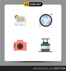 4 Creative Icons Modern Signs and Symbols of chemical, photo, technology, shutter, sky lift Editable Vector Design Elements
