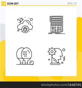 4 Creative Icons Modern Signs and Symbols of cloud, activities, malware, mix, equipment Editable Vector Design Elements