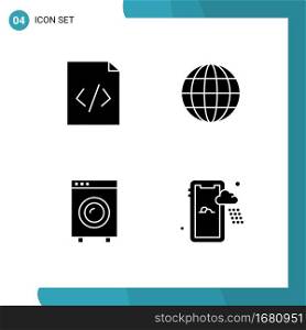 4 Creative Icons Modern Signs and Symbols of code, equipment, earth, devices, mobile Editable Vector Design Elements