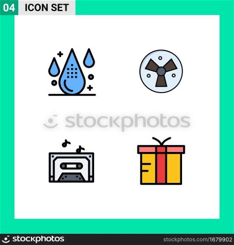 4 Creative Icons Modern Signs and Symbols of coding, music, development, warining, tape Editable Vector Design Elements