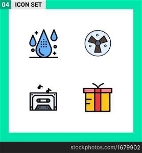 4 Creative Icons Modern Signs and Symbols of coding, music, development, warining, tape Editable Vector Design Elements