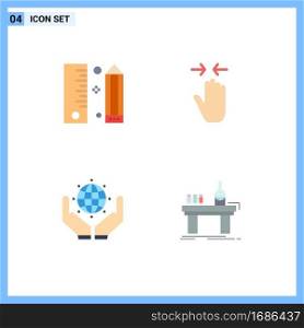 4 Creative Icons Modern Signs and Symbols of coding, zoom in, pencil, gesture, protect Editable Vector Design Elements