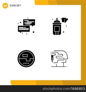 4 Creative Icons Modern Signs and Symbols of communication, construction and tools, message, art, energy Editable Vector Design Elements