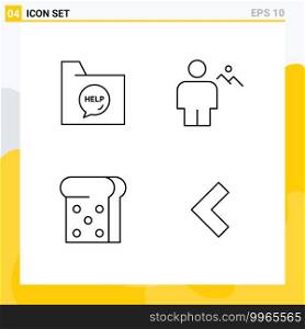 4 Creative Icons Modern Signs and Symbols of communication, land, file, body, toast Editable Vector Design Elements