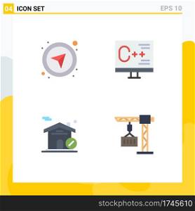 4 Creative Icons Modern Signs and Symbols of compass, building, navigational, develop, real estate Editable Vector Design Elements