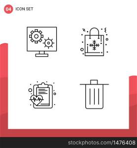 4 Creative Icons Modern Signs and Symbols of configure, check, screen, christmas bag, healthcare Editable Vector Design Elements