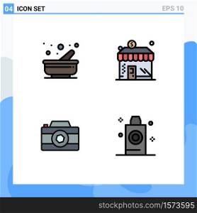 4 Creative Icons Modern Signs and Symbols of cooking, image, pestle, dollar, photo Editable Vector Design Elements