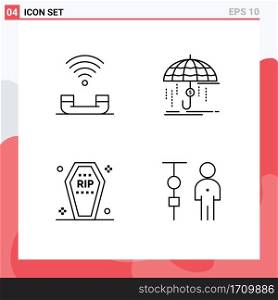4 Creative Icons Modern Signs and Symbols of device, protection, support, financial, coffin Editable Vector Design Elements