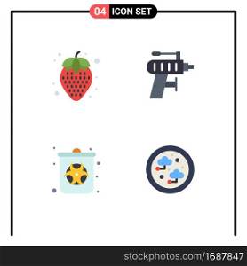 4 Creative Icons Modern Signs and Symbols of diet food, pollution, drill, drilling, connected Editable Vector Design Elements