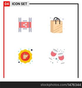 4 Creative Icons Modern Signs and Symbols of distribution, guarantee, pp, shopping bag, promotion Editable Vector Design Elements