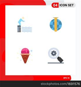 4 Creative Icons Modern Signs and Symbols of diving, research, pool, analysis, ice Editable Vector Design Elements