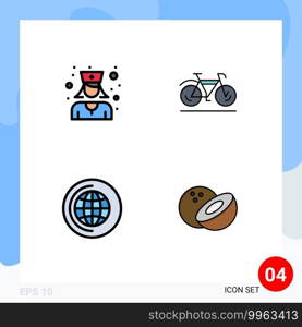 4 Creative Icons Modern Signs and Symbols of doctor, cd, bicycle, sport, food Editable Vector Design Elements