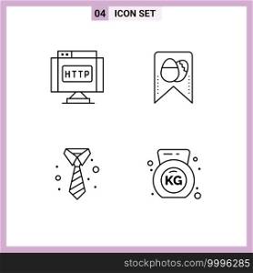 4 Creative Icons Modern Signs and Symbols of domain, tie, link, egg, dumbbell Editable Vector Design Elements