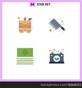 4 Creative Icons Modern Signs and Symbols of draw, battery, cleaver, cash, energy Editable Vector Design Elements