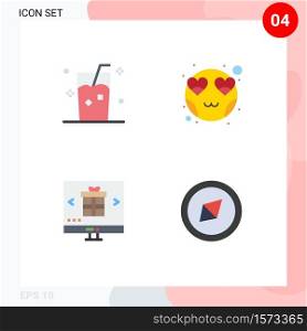 4 Creative Icons Modern Signs and Symbols of drink, buy, juice, heart, internet Editable Vector Design Elements