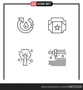 4 Creative Icons Modern Signs and Symbols of drop, ecology, nature, film, plant Editable Vector Design Elements