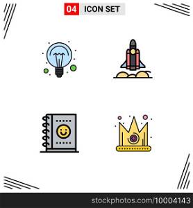 4 Creative Icons Modern Signs and Symbols of education, notebook, light, bussiness, planner Editable Vector Design Elements