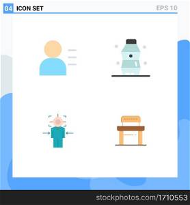 4 Creative Icons Modern Signs and Symbols of education, target, bottle, water, goal Editable Vector Design Elements