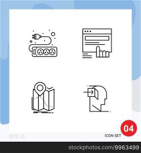 4 Creative Icons Modern Signs and Symbols of electronic, location, click, web, navigation Editable Vector Design Elements