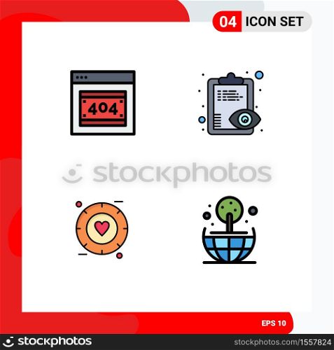 4 Creative Icons Modern Signs and Symbols of error, signal, server, view, wedding Editable Vector Design Elements