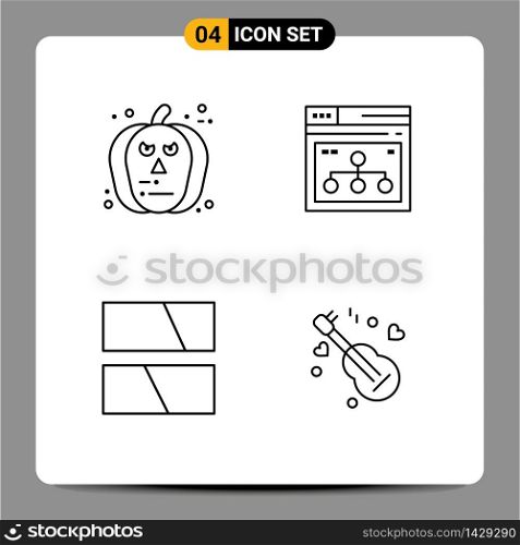 4 Creative Icons Modern Signs and Symbols of face, editing, scary, web, image Editable Vector Design Elements