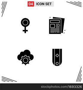 4 Creative Icons Modern Signs and Symbols of female, computing, news, routine, settings Editable Vector Design Elements