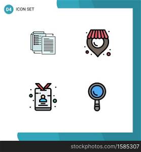 4 Creative Icons Modern Signs and Symbols of file, id, wlan, shop, press Editable Vector Design Elements