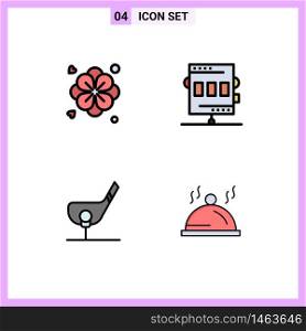 4 Creative Icons Modern Signs and Symbols of flower, ball, activities, game, golf Editable Vector Design Elements