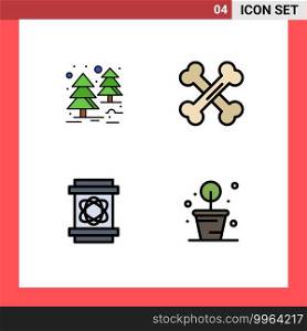 4 Creative Icons Modern Signs and Symbols of forest, science, biology, science, gardening Editable Vector Design Elements