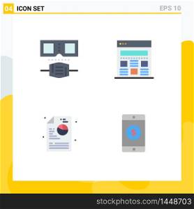 4 Creative Icons Modern Signs and Symbols of glasses, application, interface, creative, mobile application Editable Vector Design Elements