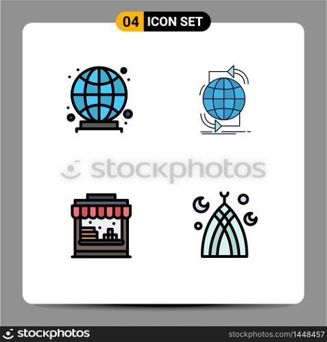 4 Creative Icons Modern Signs and Symbols of global, water, connectivity, network, islamic Editable Vector Design Elements
