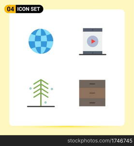 4 Creative Icons Modern Signs and Symbols of globe, phone, web, iphone, garden Editable Vector Design Elements