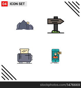 4 Creative Icons Modern Signs and Symbols of hill, home, mountain, map, toaster Editable Vector Design Elements