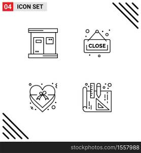 4 Creative Icons Modern Signs and Symbols of hot, love, wellness, shopping, blueprints Editable Vector Design Elements