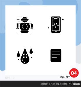 4 Creative Icons Modern Signs and Symbols of human, design, robot, beat, drop Editable Vector Design Elements