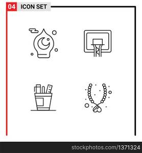 4 Creative Icons Modern Signs and Symbols of islamic, pen, muslim, basket, office Editable Vector Design Elements