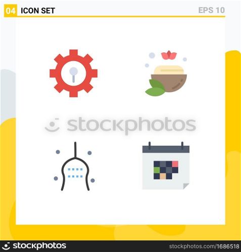 4 Creative Icons Modern Signs and Symbols of keyhole, superstition, setting, spa, tradition Editable Vector Design Elements