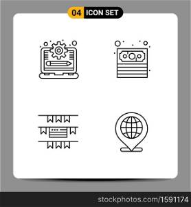 4 Creative Icons Modern Signs and Symbols of laptop, american, progress, payment, globe Editable Vector Design Elements