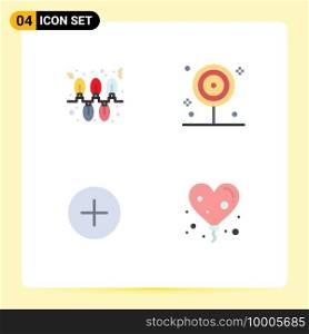 4 Creative Icons Modern Signs and Symbols of lights, add, holidays, kitchen, balloon Editable Vector Design Elements