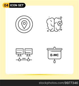 4 Creative Icons Modern Signs and Symbols of location, server, star, mind, education Editable Vector Design Elements