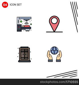 4 Creative Icons Modern Signs and Symbols of machine, window, scanner, pin, conservation Editable Vector Design Elements