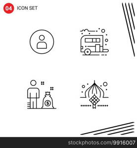 4 Creative Icons Modern Signs and Symbols of man, investment, ui, caravan, masjid Editable Vector Design Elements