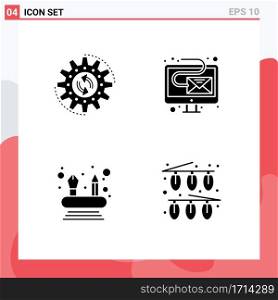4 Creative Icons Modern Signs and Symbols of management, abilities, task, email, networking Editable Vector Design Elements