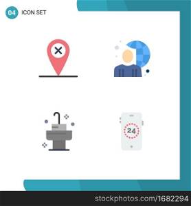 4 Creative Icons Modern Signs and Symbols of map, bath, user, male, ecommerce Editable Vector Design Elements