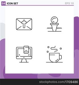 4 Creative Icons Modern Signs and Symbols of massege, design, easter, ball, monitor Editable Vector Design Elements