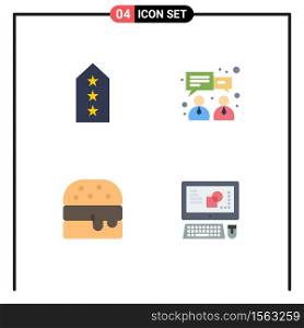 4 Creative Icons Modern Signs and Symbols of military, food, tag, chat, key board Editable Vector Design Elements