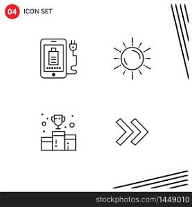 4 Creative Icons Modern Signs and Symbols of mobile, award, plug, planet, first position Editable Vector Design Elements