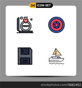 4 Creative Icons Modern Signs and Symbols of ring, disc, mother, independence day, floppy Editable Vector Design Elements